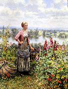 Daniel Ridgeway Knight Maria on the Terrace with a Bundle of Grass oil on canvas